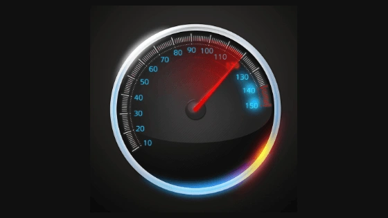 A red speedometer at 120mph against a black background.