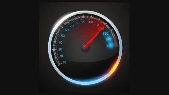 A red speedometer at 120mph against a black background.
