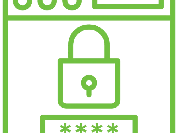 An icon of a lock and password prompt.