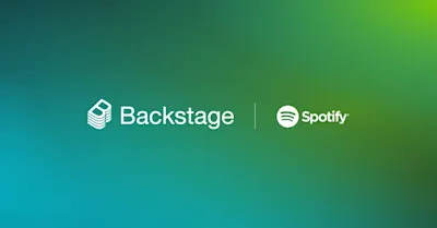 The Backstage logo, which contains a large B followed by the word "backstage", beside of the Spotify logo.