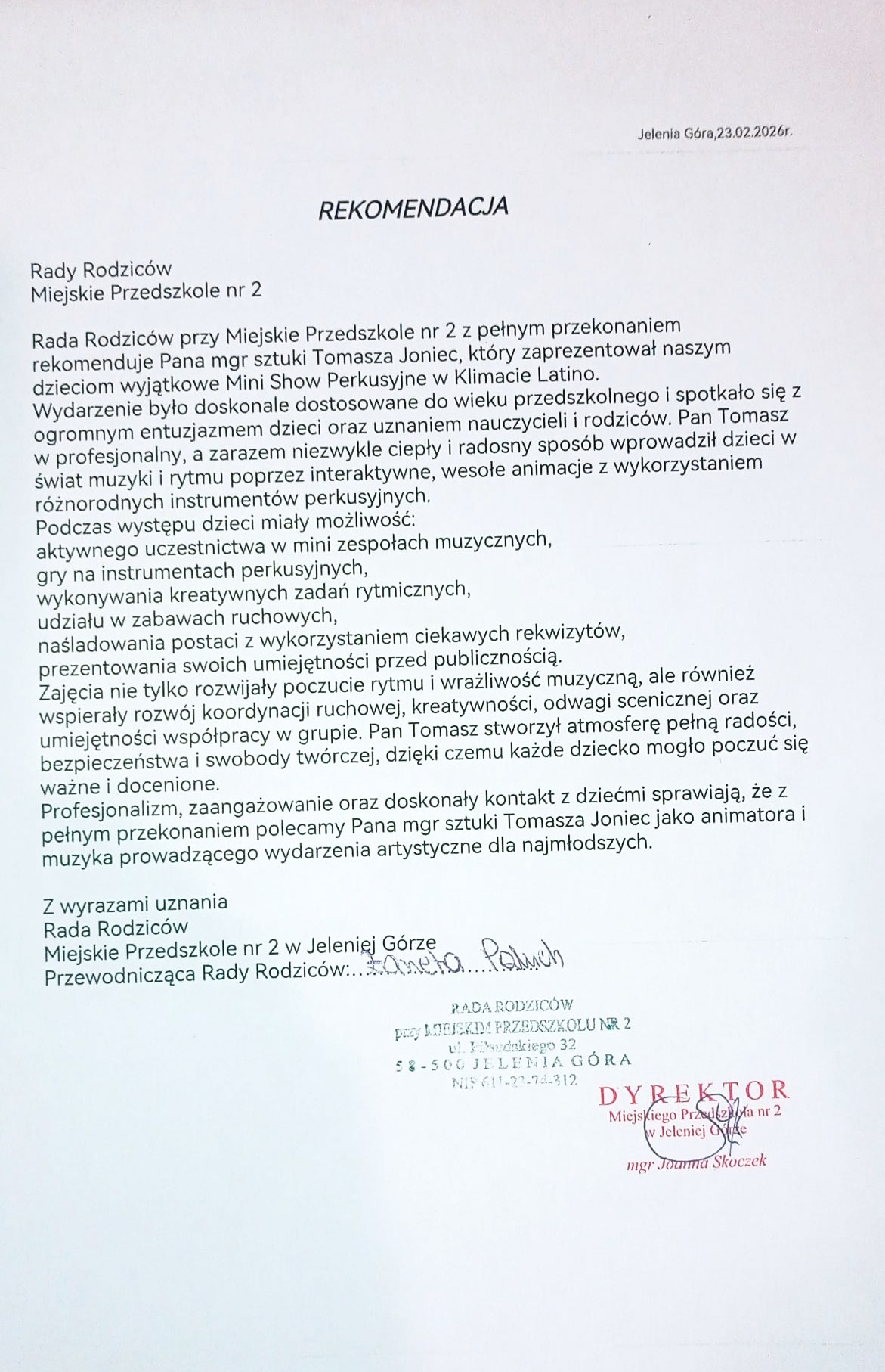 Referencje Jelnia Gora