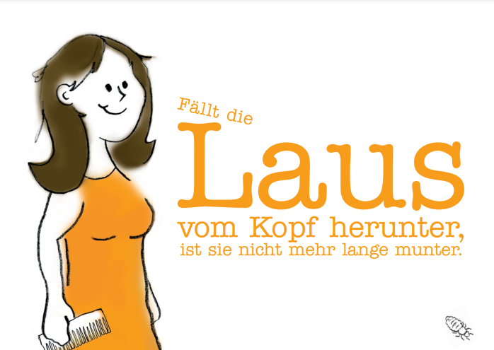 Postkarte: Fällt die Laus vom Kopf herunter, ist sie nicht mehr lange munter.