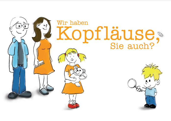 Postkarte mit Familienbild: Wir haben Kopfläuse, sie auch?