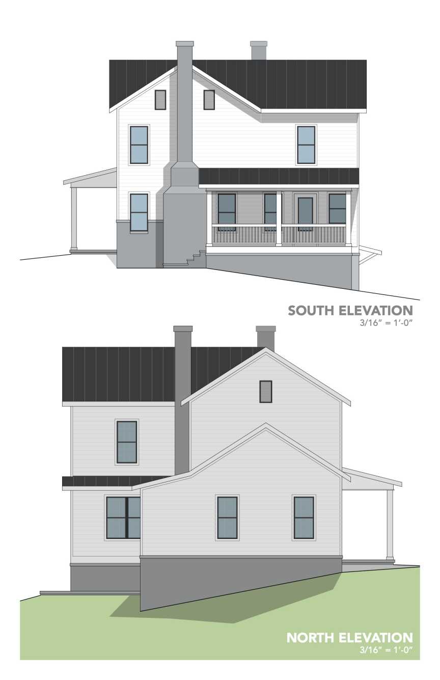 farm house - side elevations, 