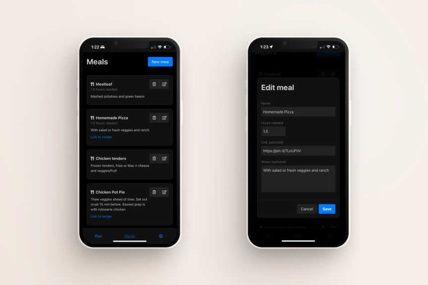my meal plan app - meals, 
