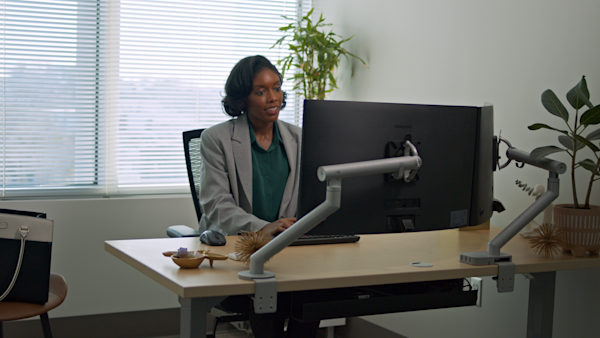 Woman sitting at desk working