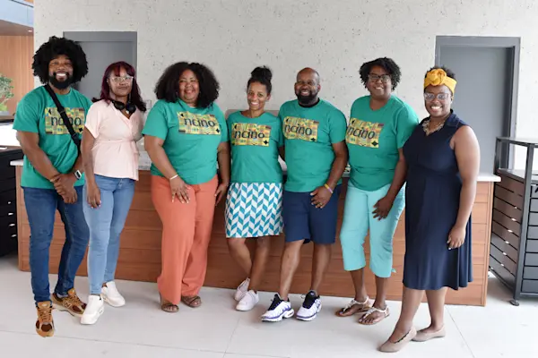 Members of the Diaspora ERG pose outside of nCino's headquarters