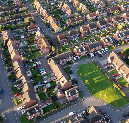 An Ariel view of a neighborhood