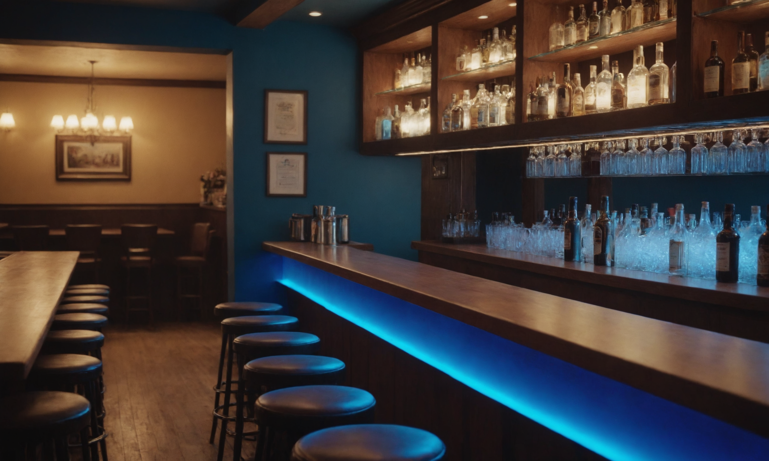 Blue lit bar