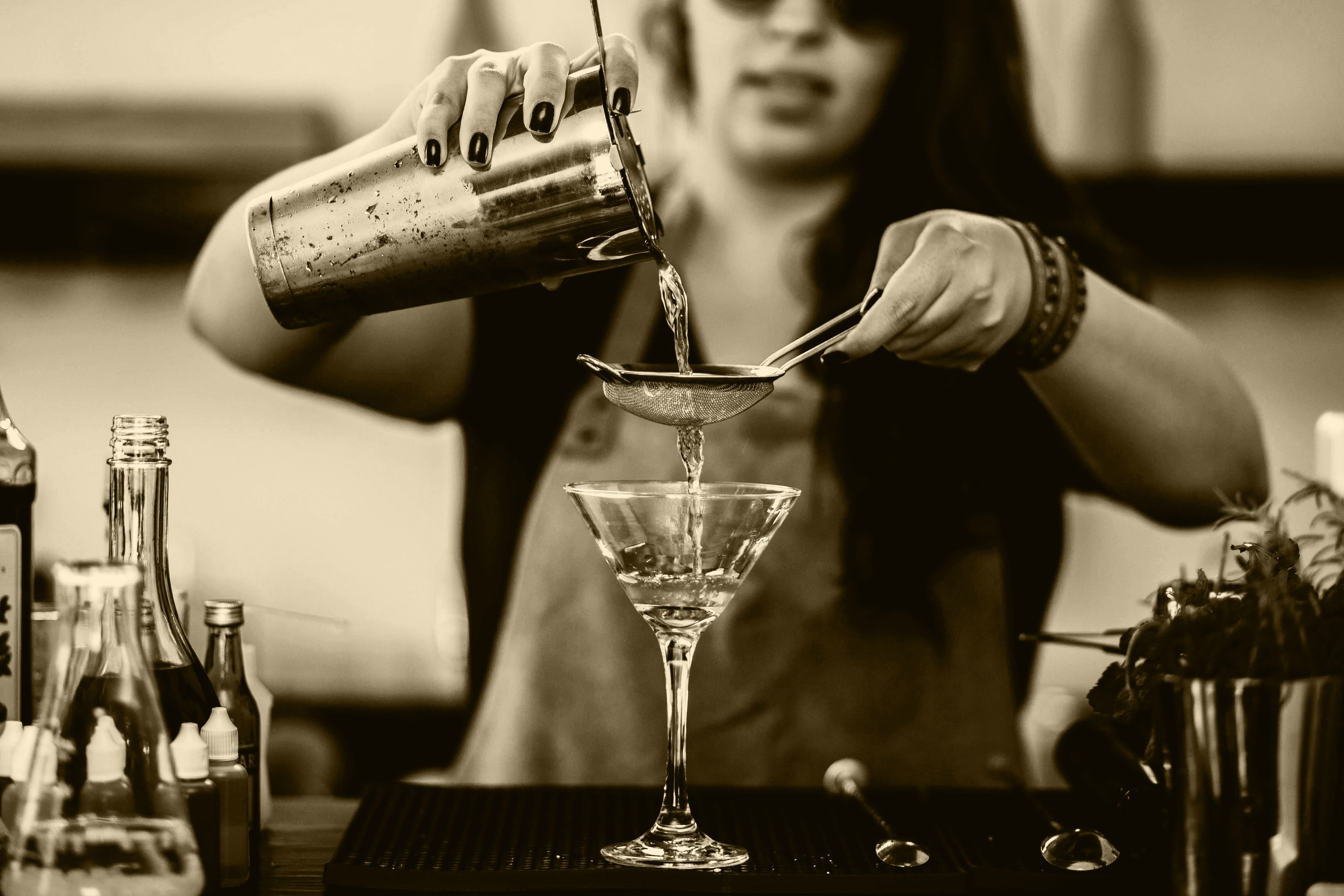 bartender making martini