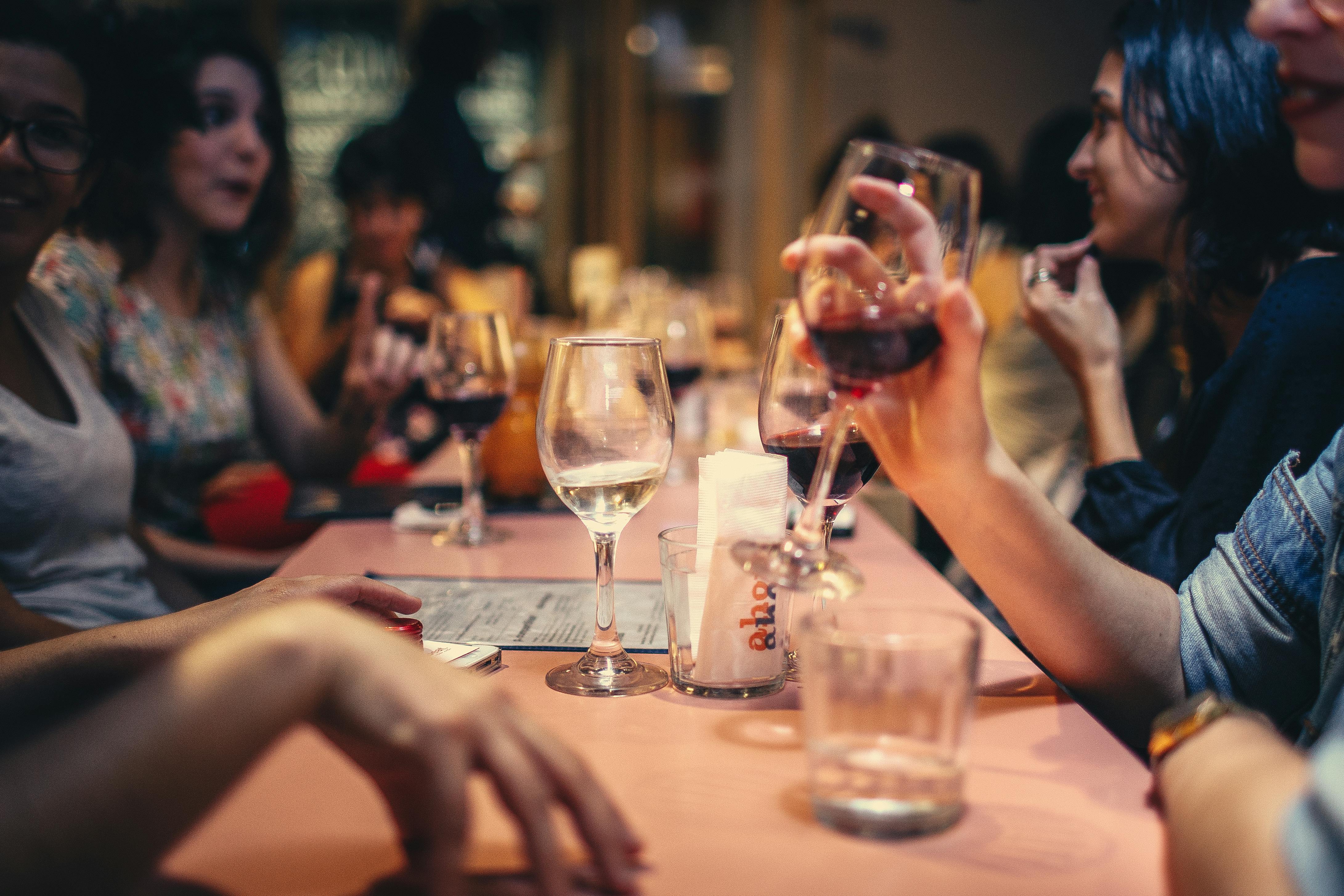 Friends enjoying drinks together