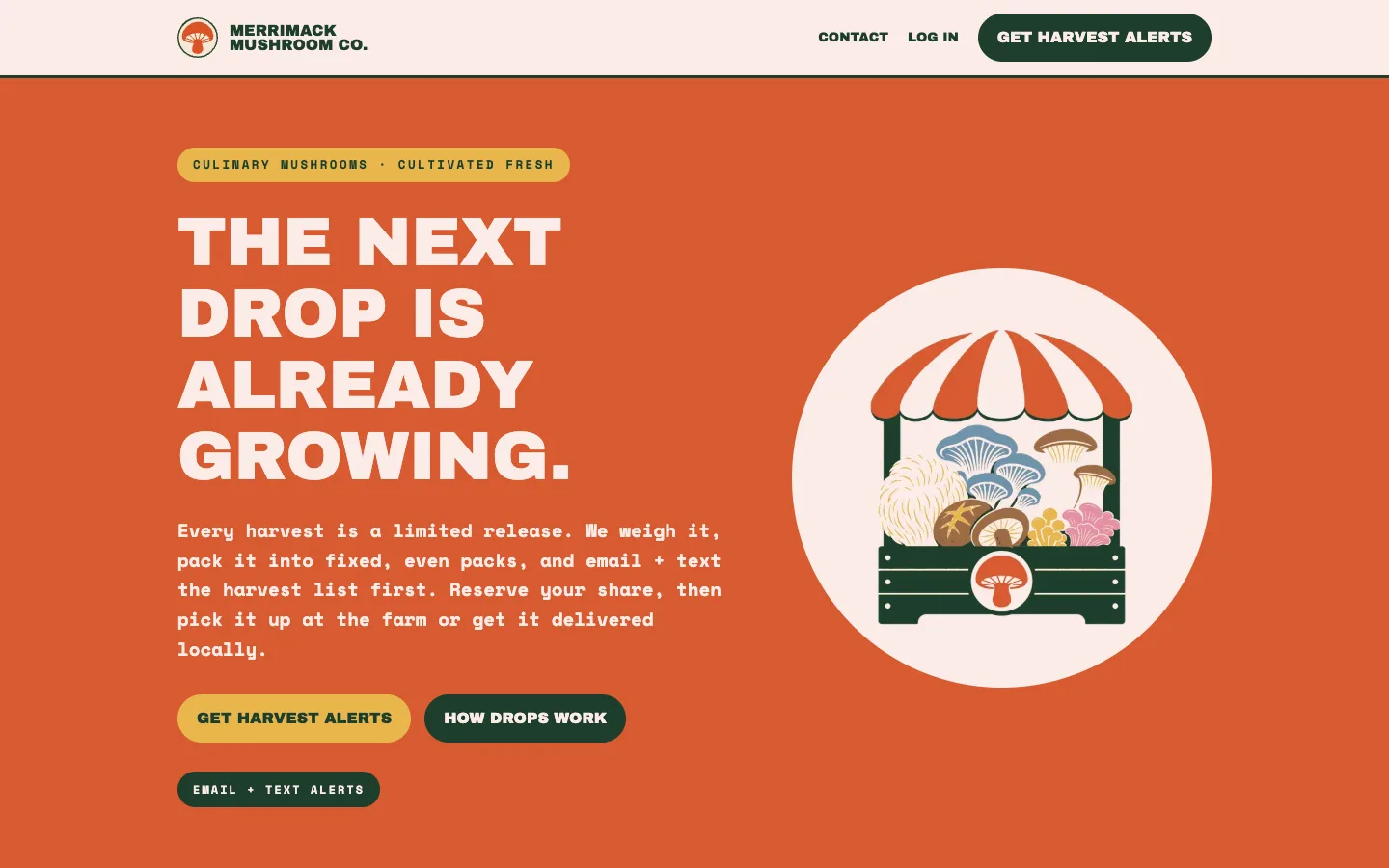 Merrimack Mushroom Co.: A harvest-drop platform for a working farm