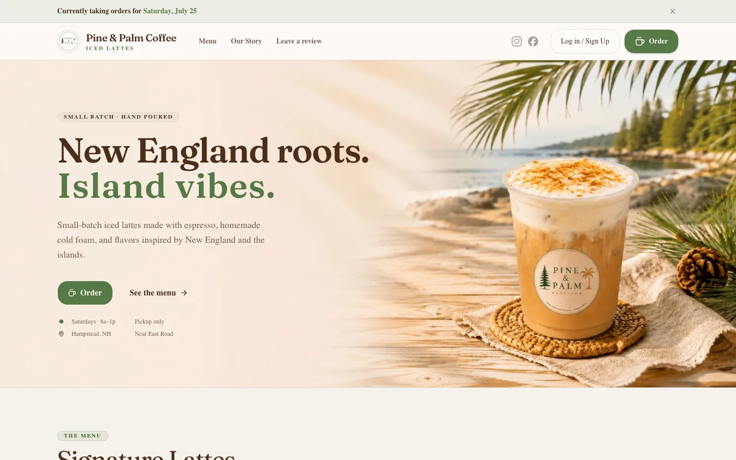 Pine & Palm Coffee: A coffee pop-up that owns its storefront
