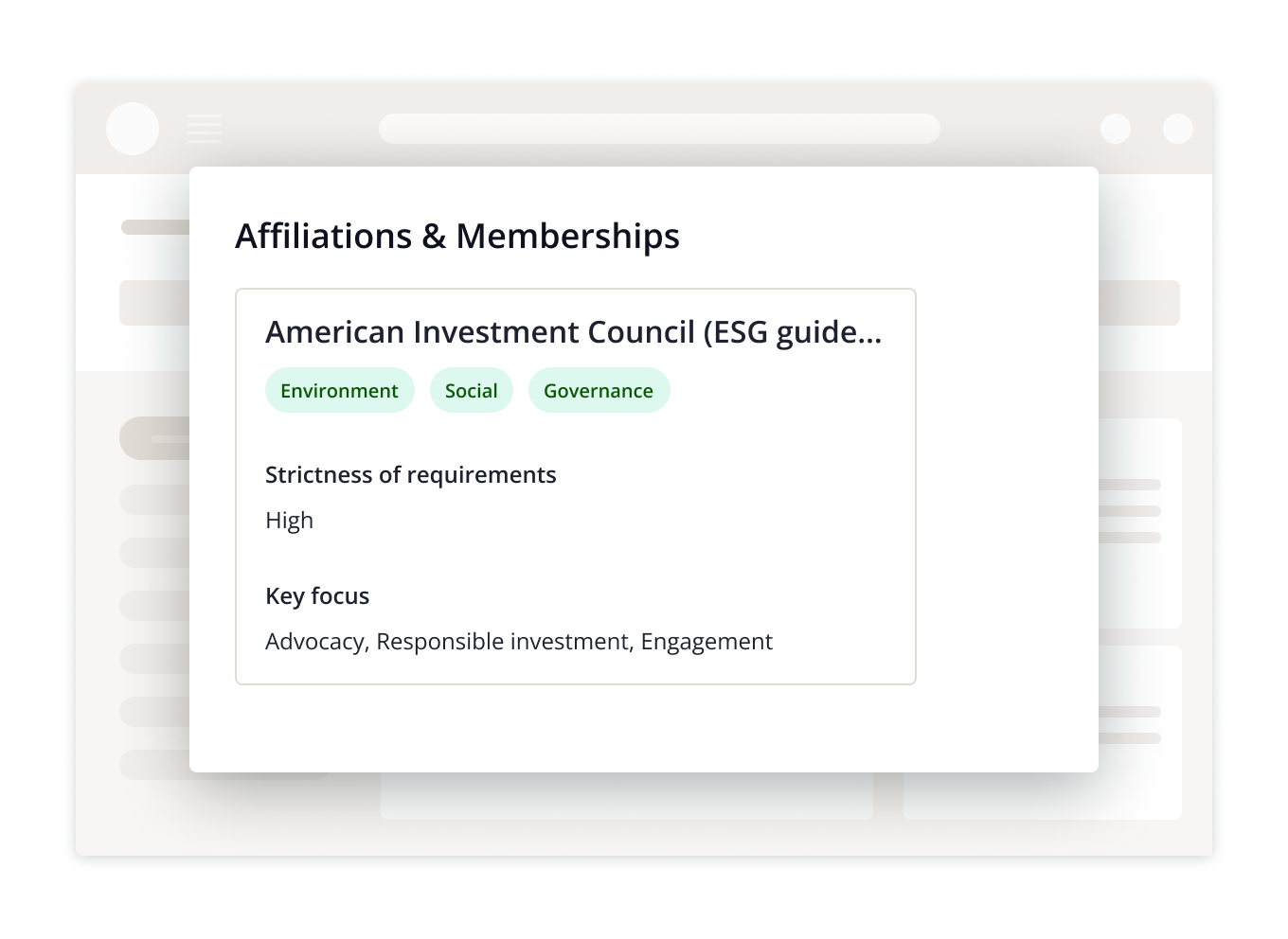 Affiliations & Memberships ESG