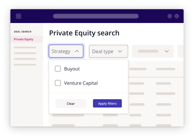 Preqin Pro product image- private equity search