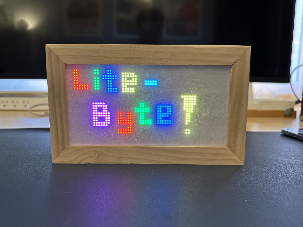 LED Matrix displaying "Lite-Byte!"