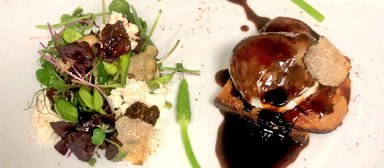 Œuf Poché en Meurette, Foie gras de canard du Périgord, truffes d'été