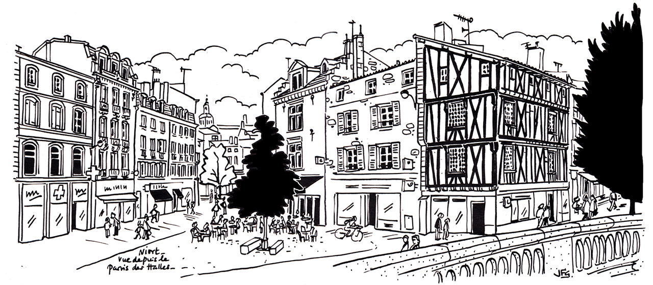 Wandering the little lanes of Niort with my pencils and sketchbook