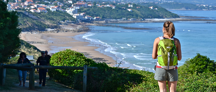 Hiker on the Sentier Littoral in Bidart