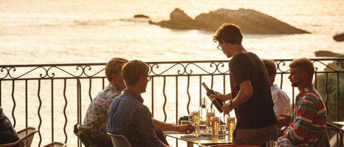 Sunset on a terrace in Biarritz