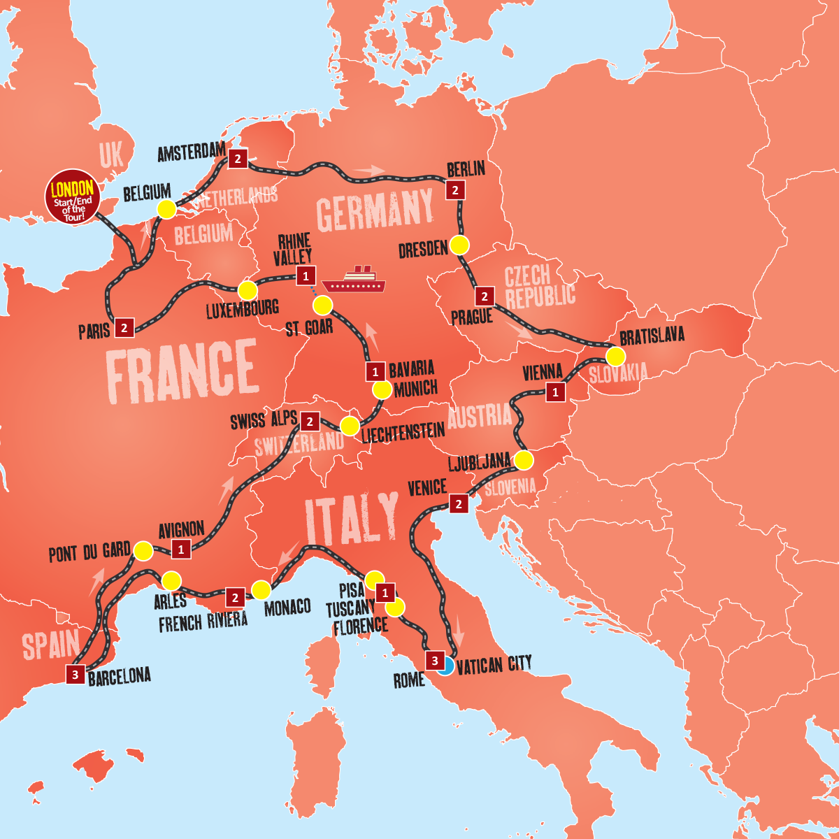 tours map europe