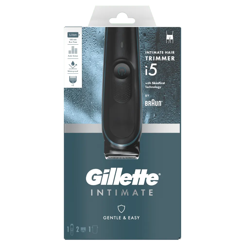 Gillette i5 Body & Intimate Trimmer je první pánský zastřihovač pro jemný a snadný styling chloupků na těle a intimních partiích.