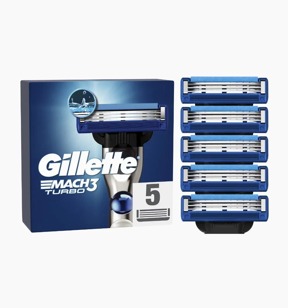 Ostrza do ręcznej maszynki do golenia Gillette Mach3 Turbo – opakowanie 5 sztuk (wkład)