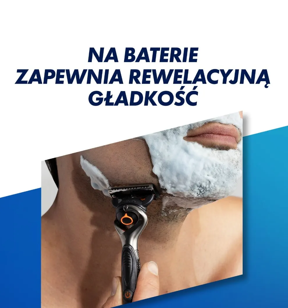 Ostrze maszynki do golenia Gillette ProGlide Power wyposażone jest w zasilane akumulatorowo kojące mikroimpulsy, które pomagają zmniejszyć tarcie podczas golenia
