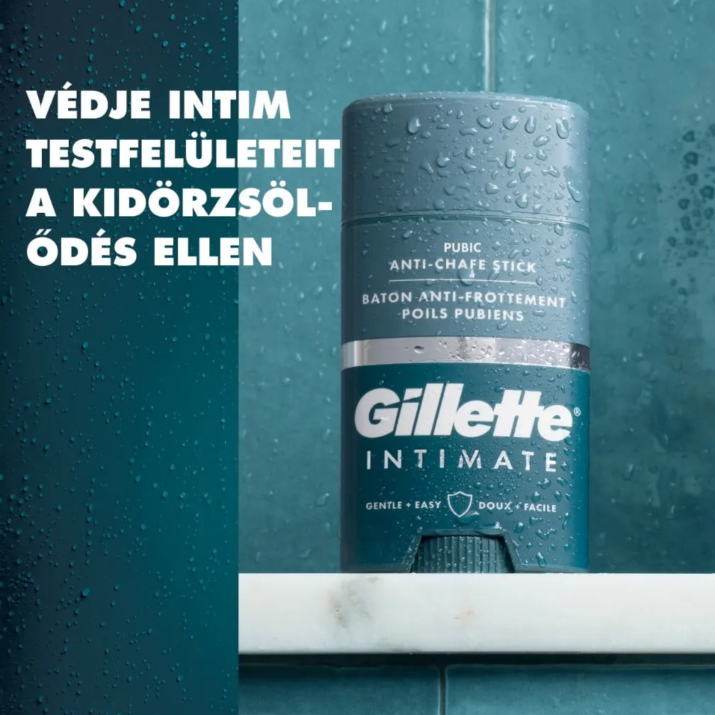 A Gillette Intimate Pubic kidörzsölődésgátló rúd napi használata csökkenti a viszketést és a dörzsölést az intim területen.