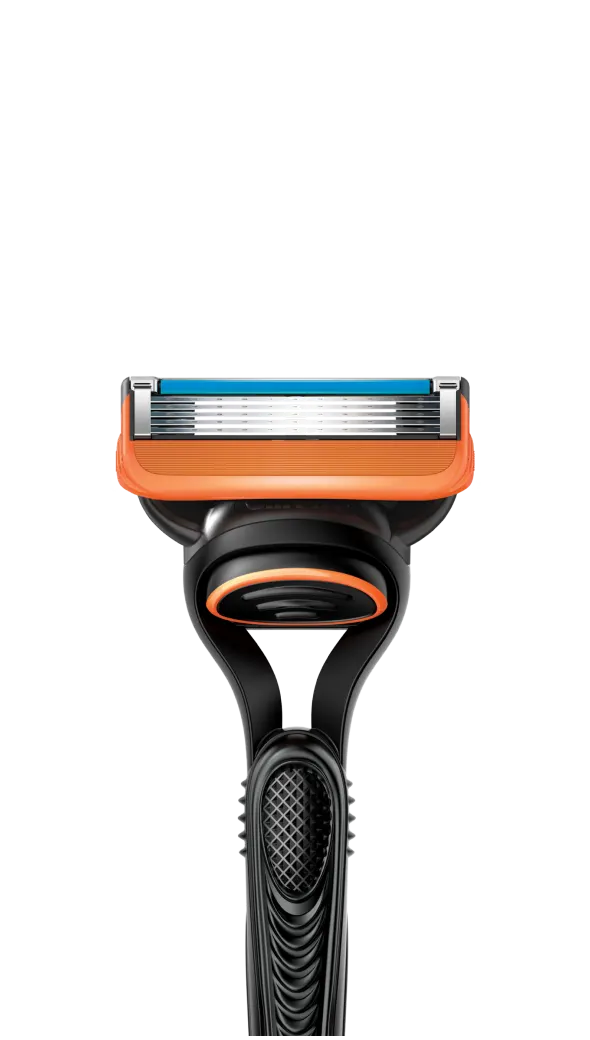 Gillette razor showing 5-blade technology reduce skin irritation