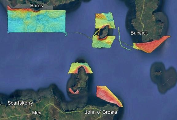 figure 1.1 – multibeam coverage and survey extents