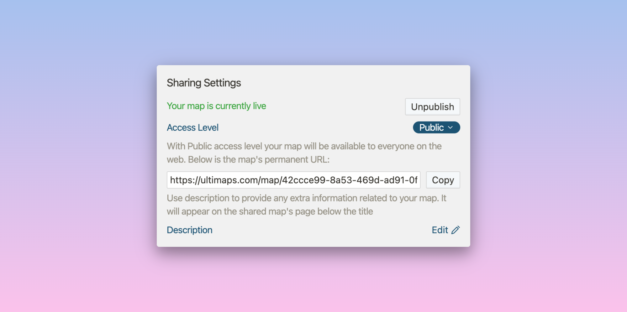 ultimaps-sharing-settings