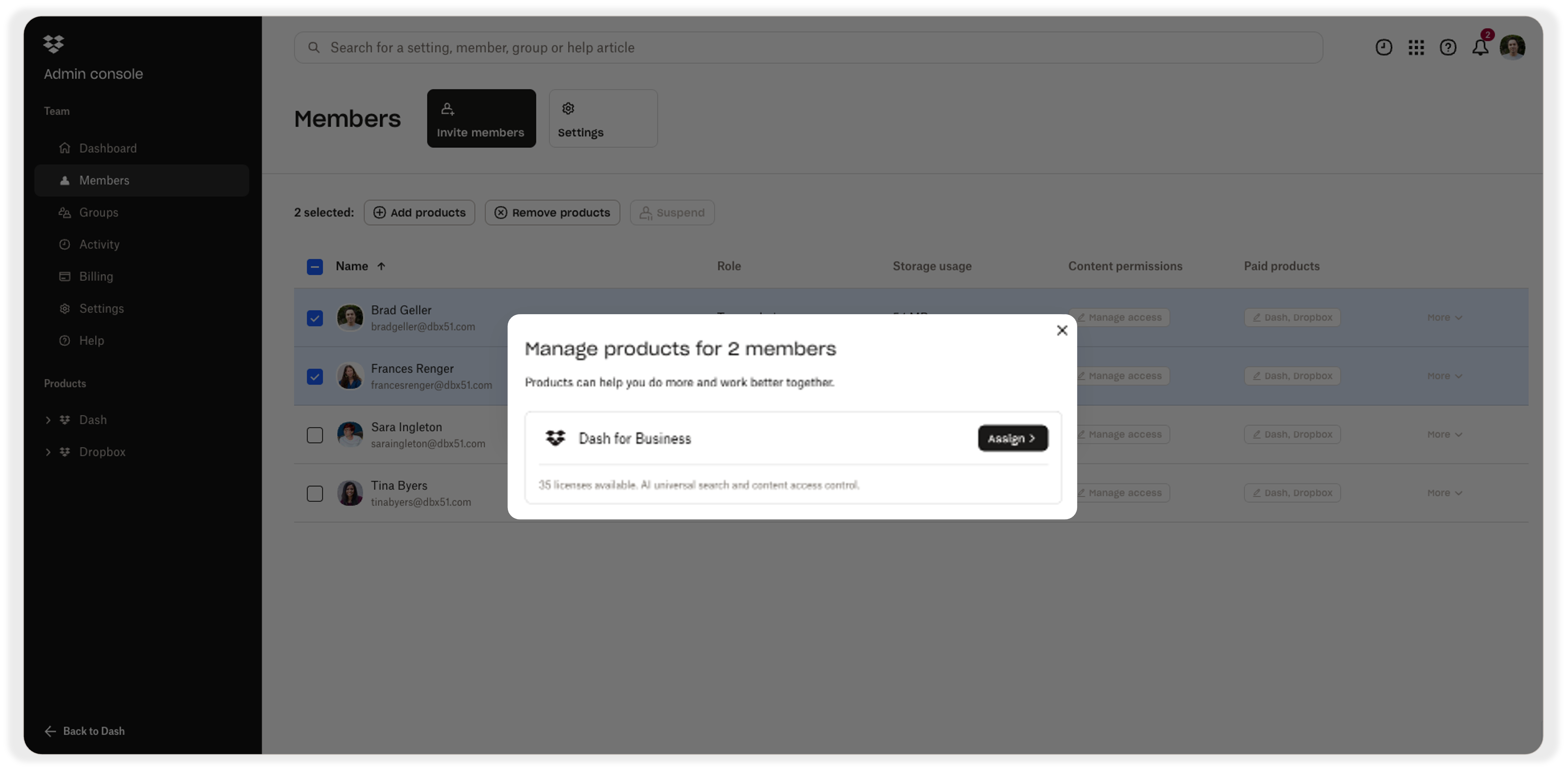 Dash Admin QSG - Manage and assign licenses to new members - image 2