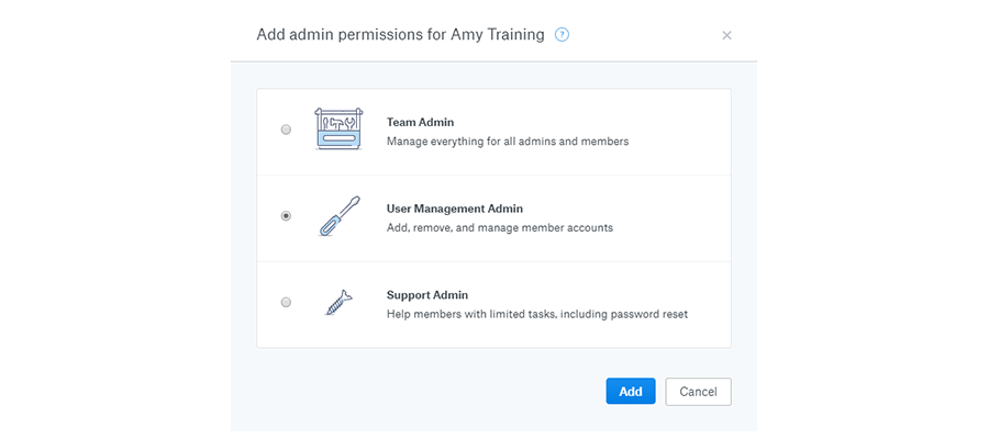 Choose user management admin - Giving admin access