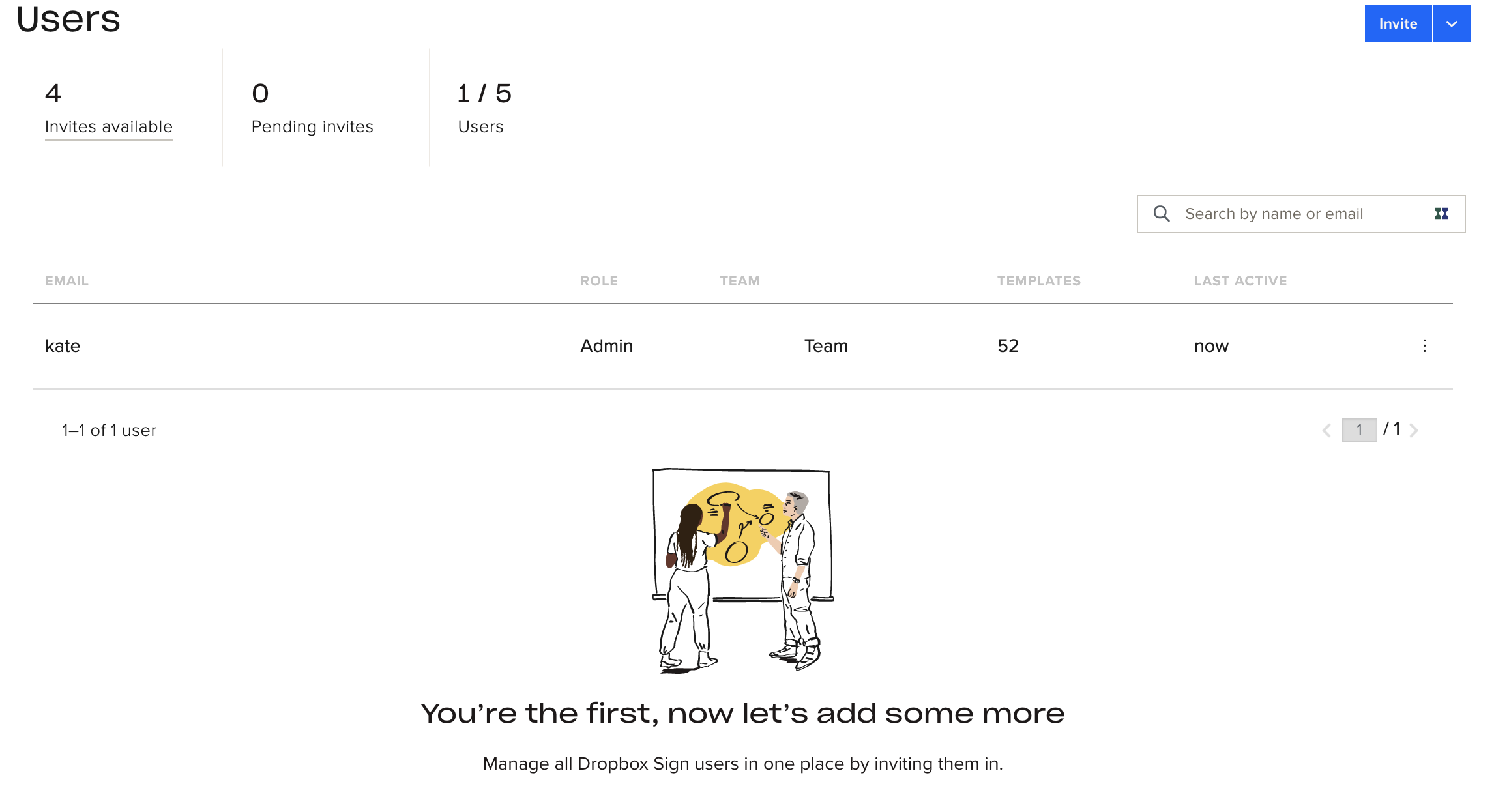 Invite users home screen 