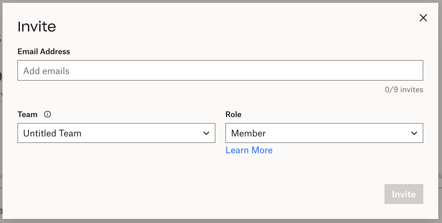 Dropbox Sign Admin - Invite pop-up