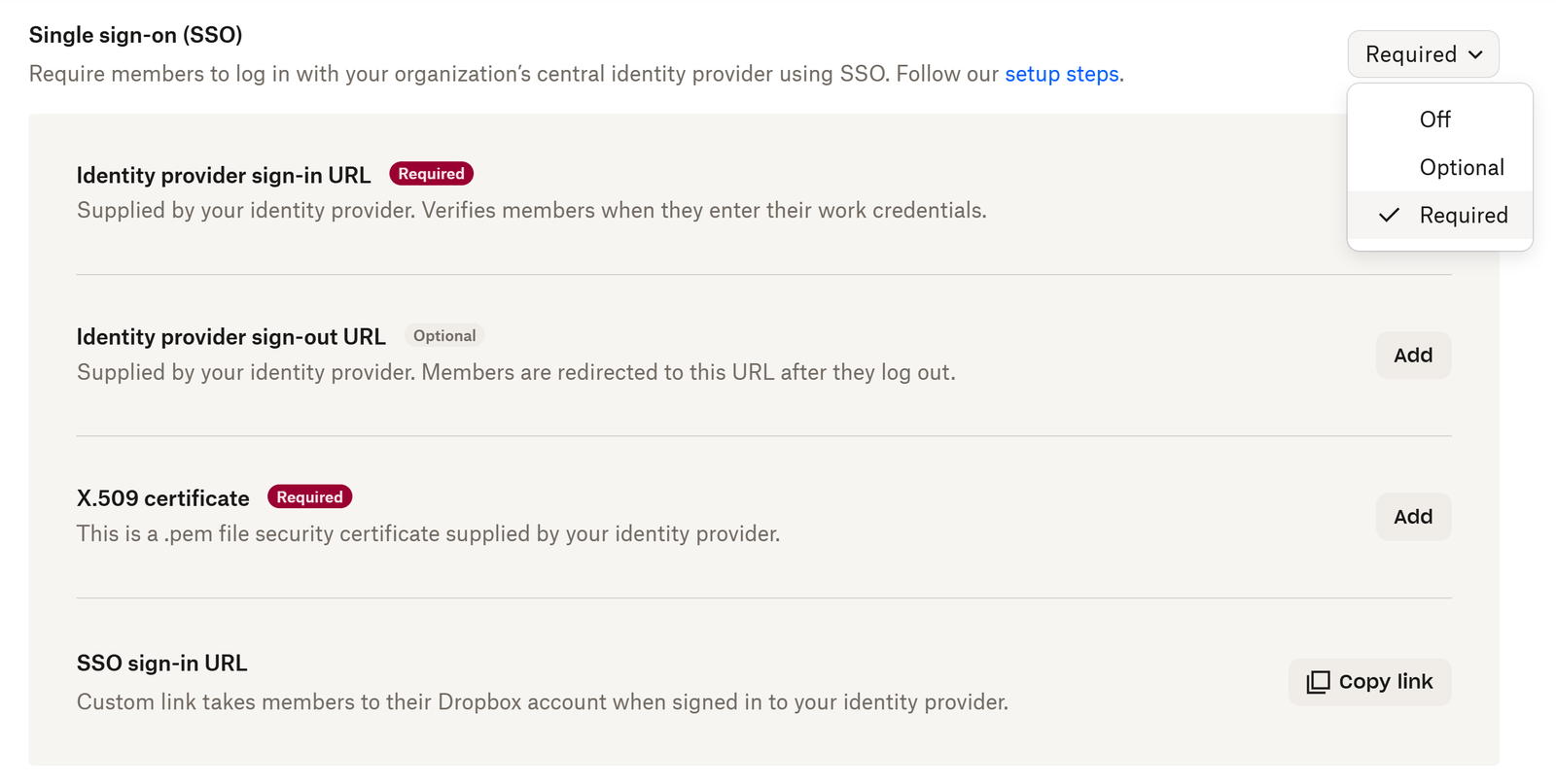 Select SSO - Adjusting your security settings
