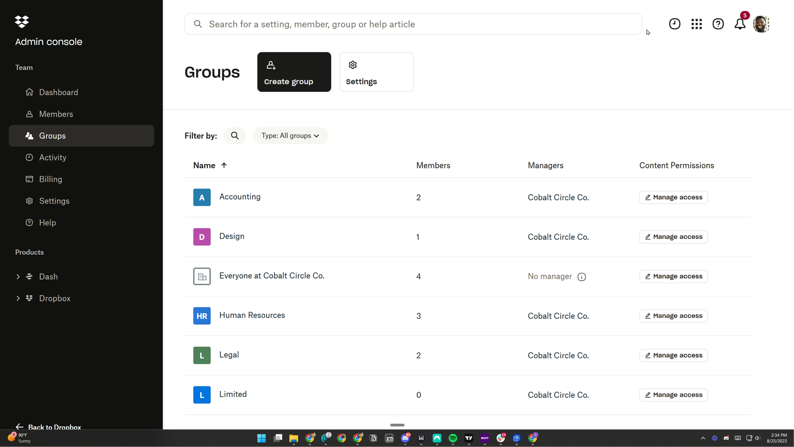 Managing members vs. groups - Manage groups