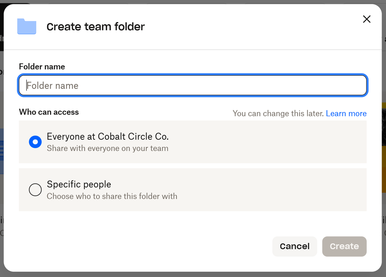 How can Dropbox help my team work together - Name your folder