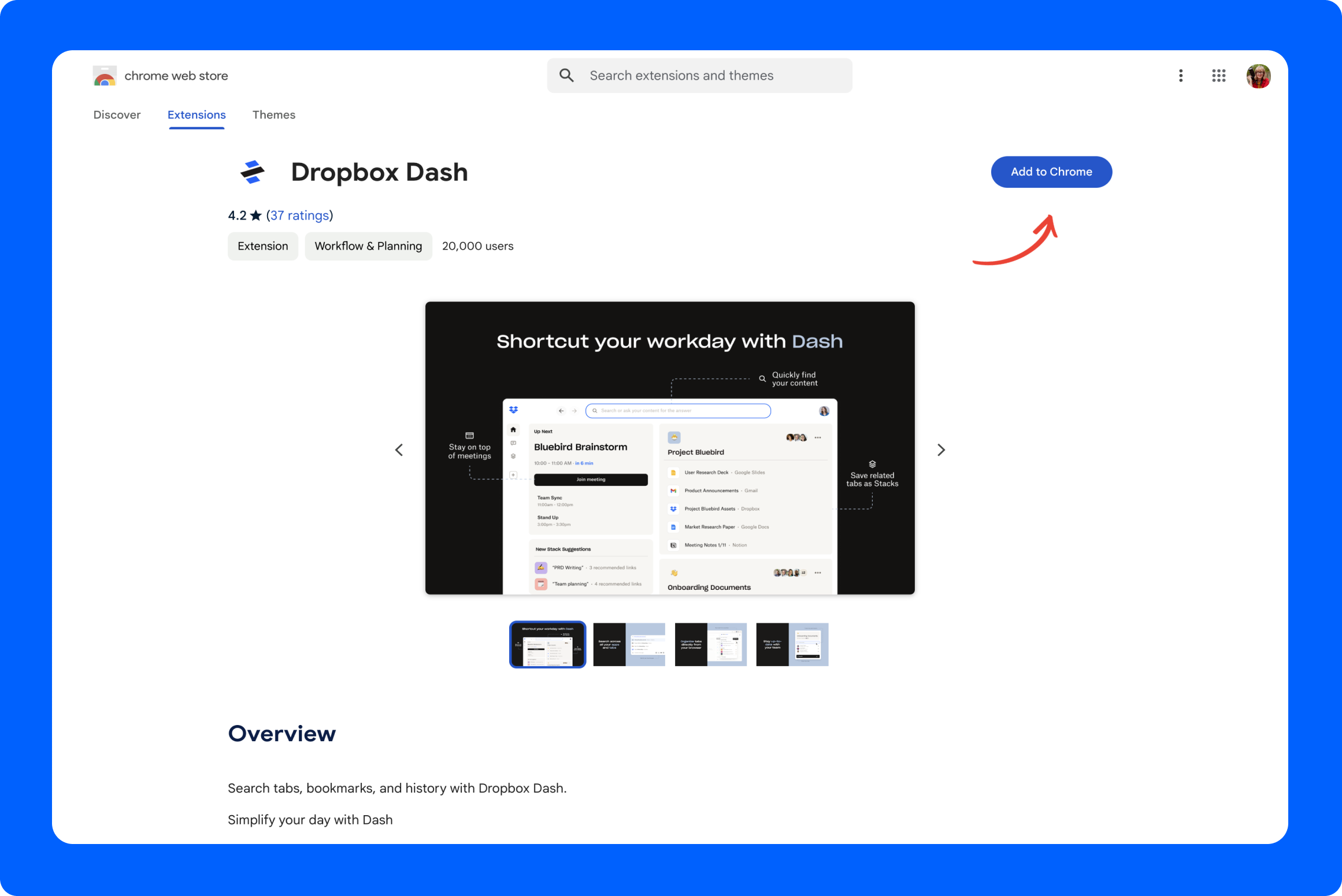 Dash Team Member QSG - Jump link - Downloading the Dropbox Dash browser extension for Chrome or Microsoft Edge - image 2