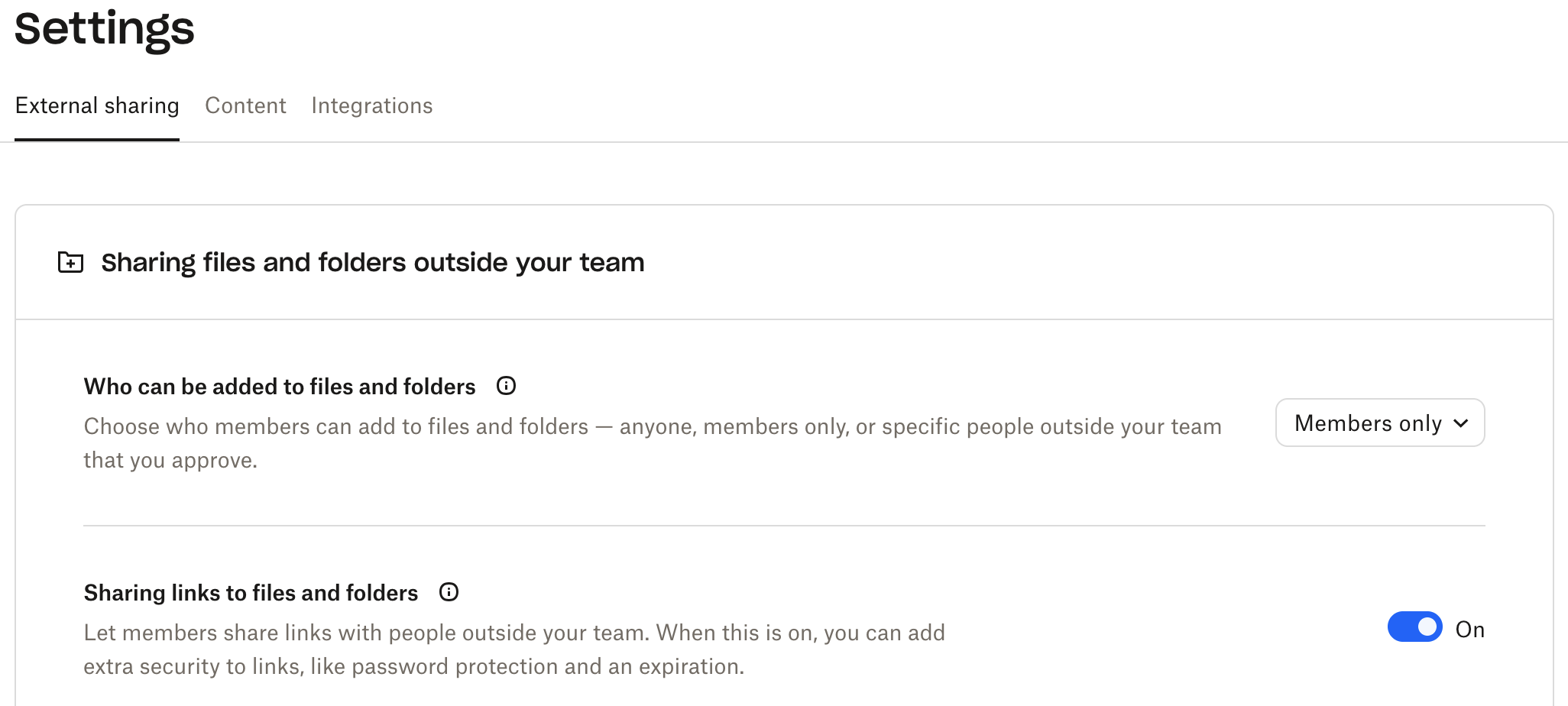 Configure your admin console - Keep users from sharing outside the team