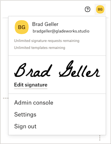 Dropbox Sign - Admin console Icon access