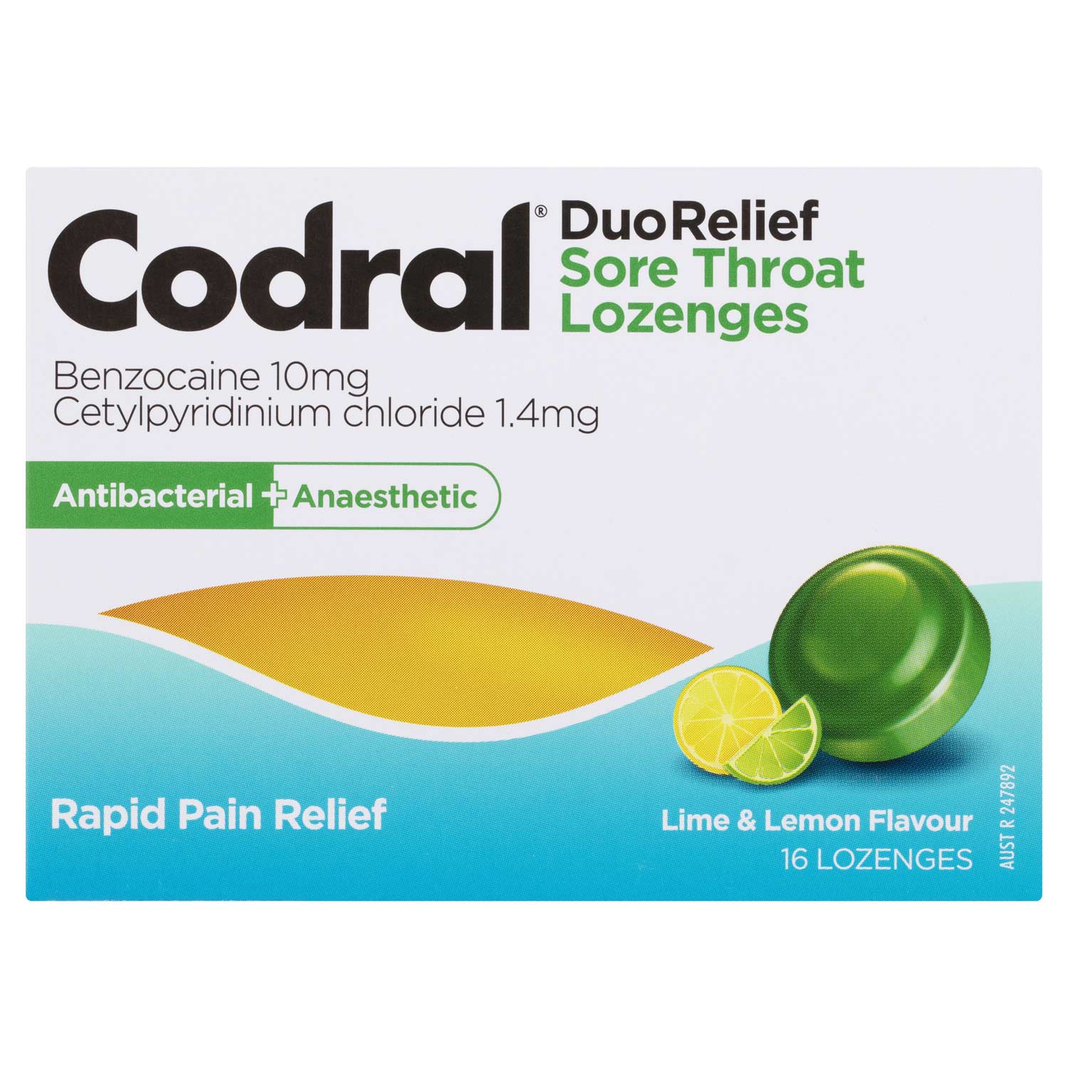 Codral DuoRelief Sore Throat Lozenges Lime & Lemon image 2