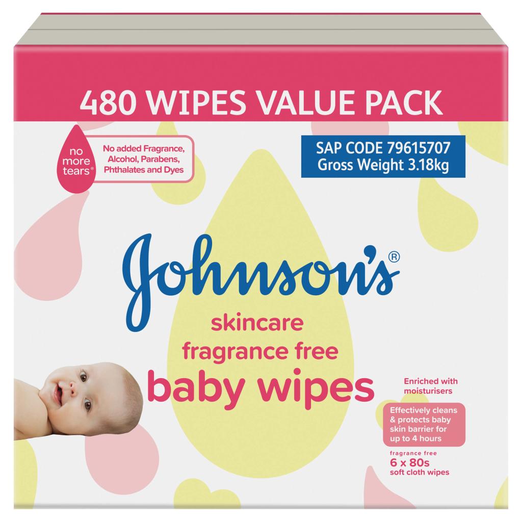 Johnsons fragrance free baby wipes