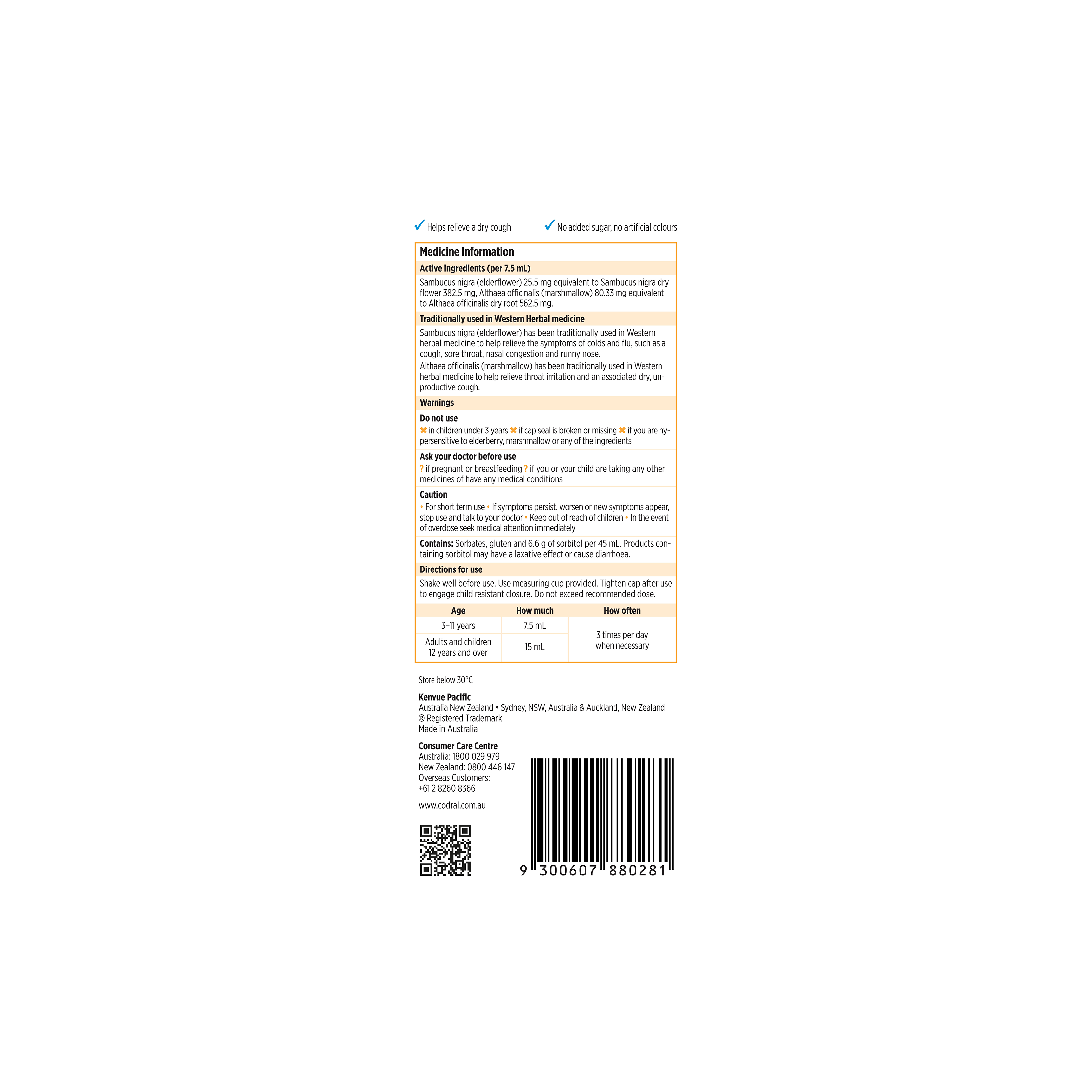 Codral Kids Cold & Flu Dry Cough