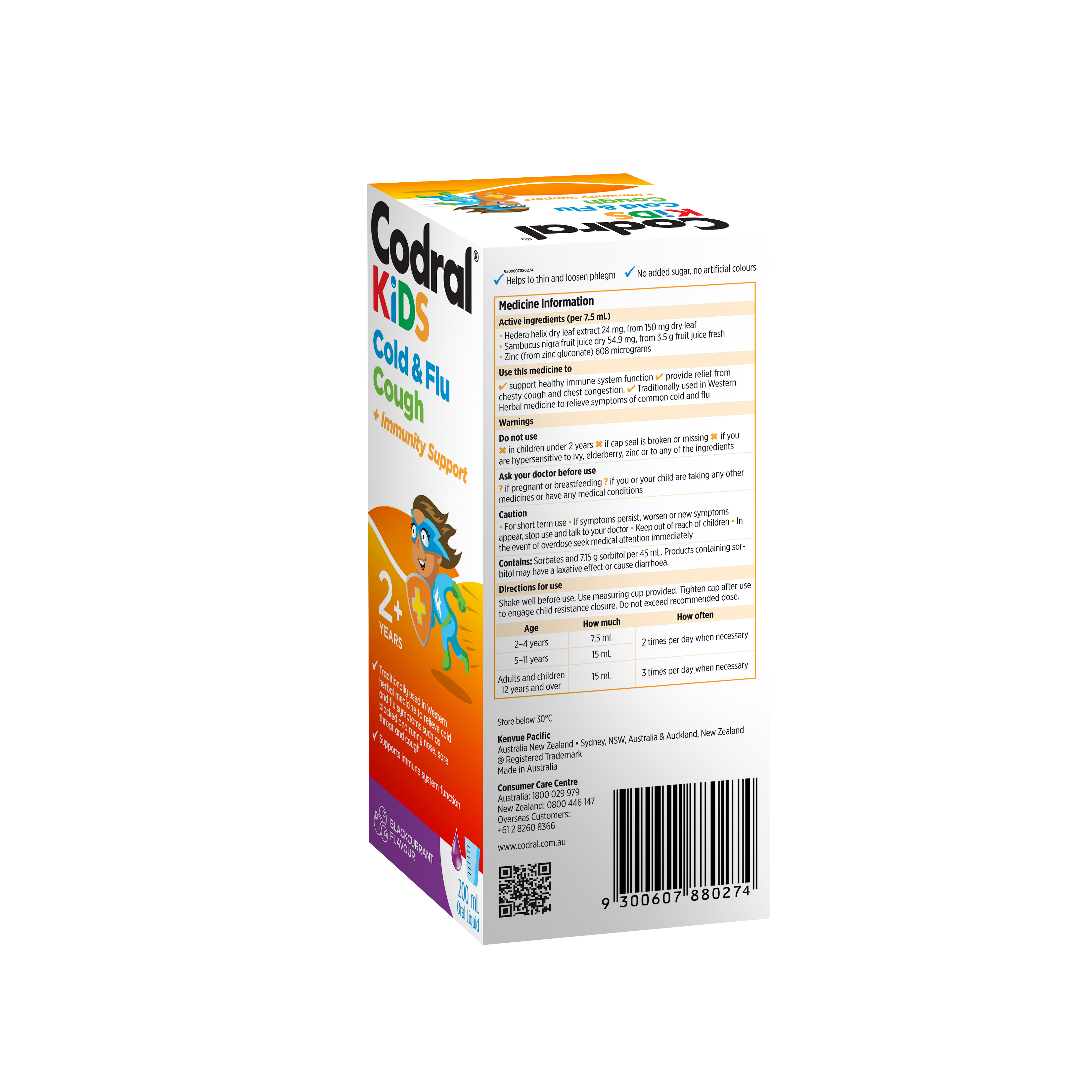Codral Kids Cold & Flu Cough + Immunity Support