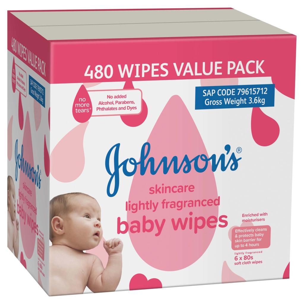 Johnsons lightly fragranced baby wipes