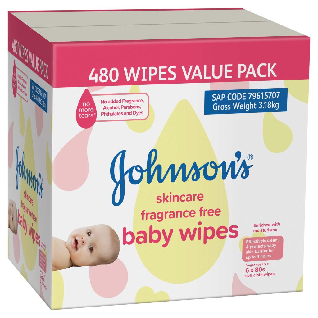 Johnsons fragrance free baby wipes