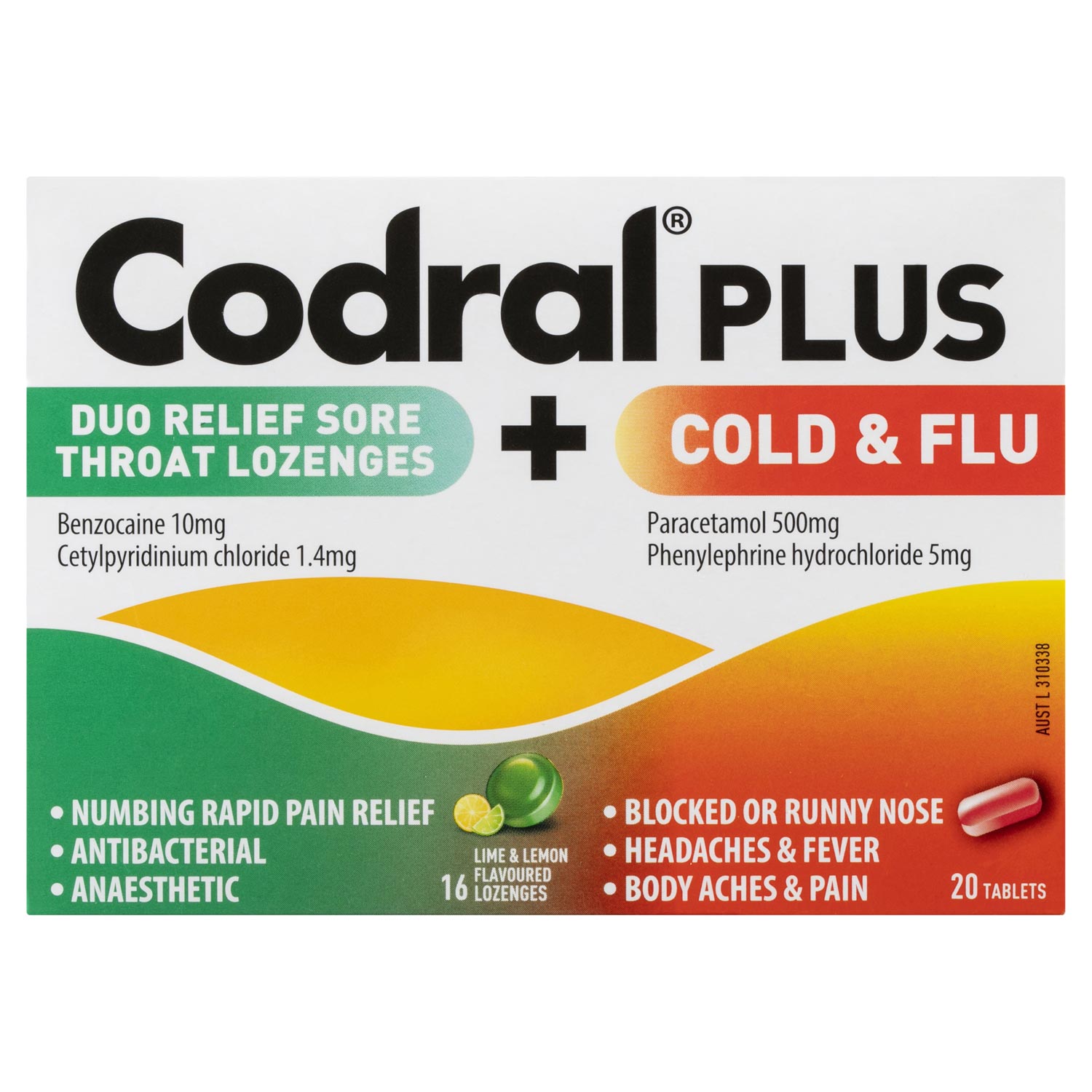 Codral Plus Cold & Flu Decongestant + Sore Throat Lozenges image 2