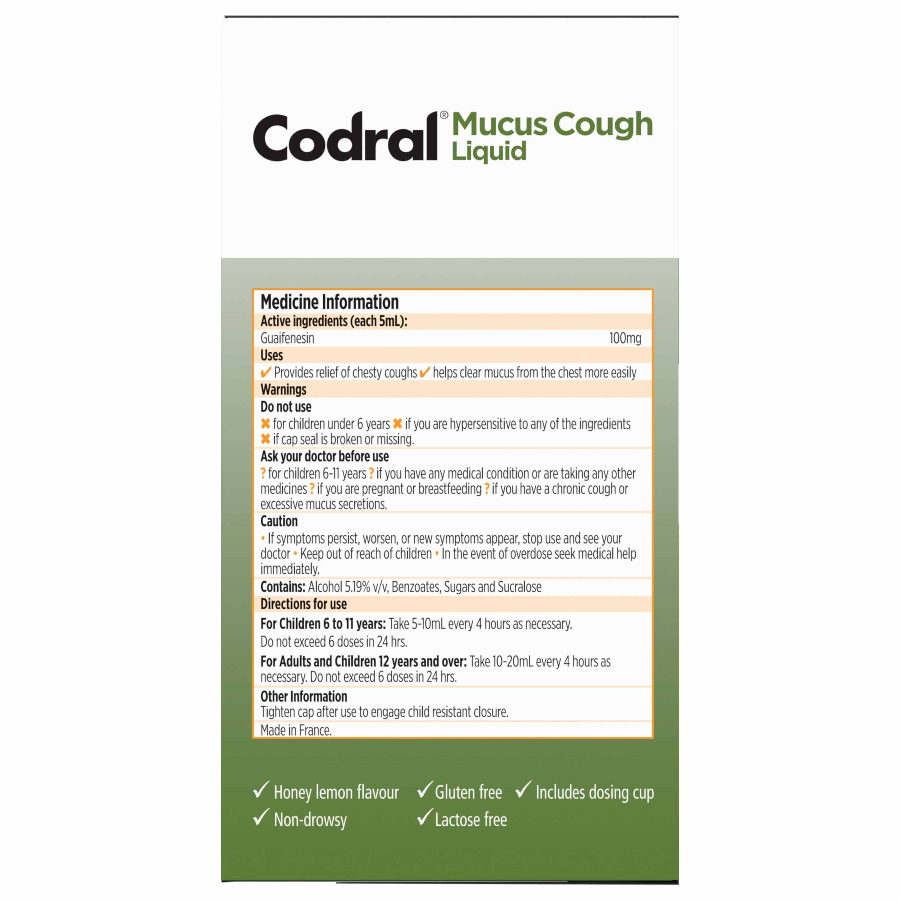 Codral Plus Mucus Cough Liquid + Cold & Flu image 3